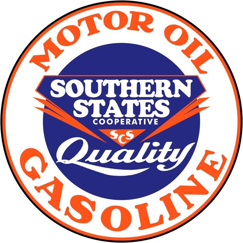 Southern States Co-Operative Quality Gasoline NEW Sign: 18″ Dia. Round USA STEEL