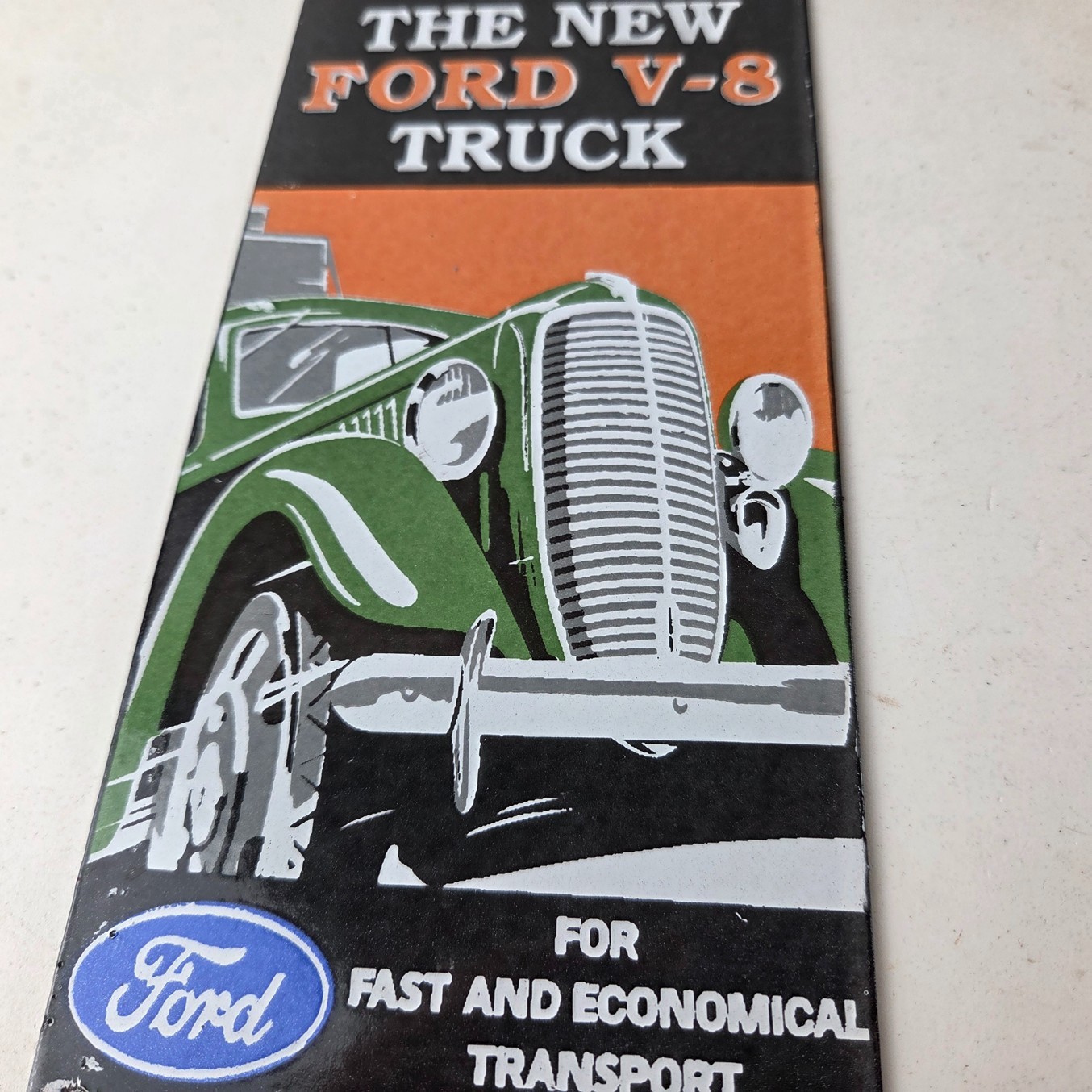 Vintage Ford Motors Sign – Classic V8 Truck Gas Pump Automotive Porcelain Sign