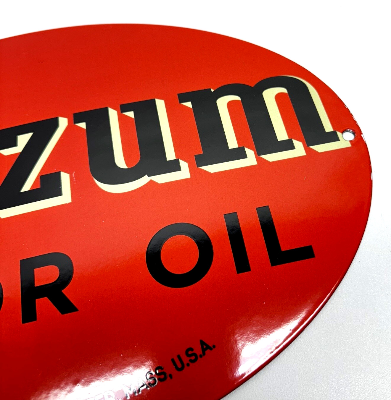 Oilzum Motor Oil – Vintage Porcelain Sign – Service Station Pump Plate Americana