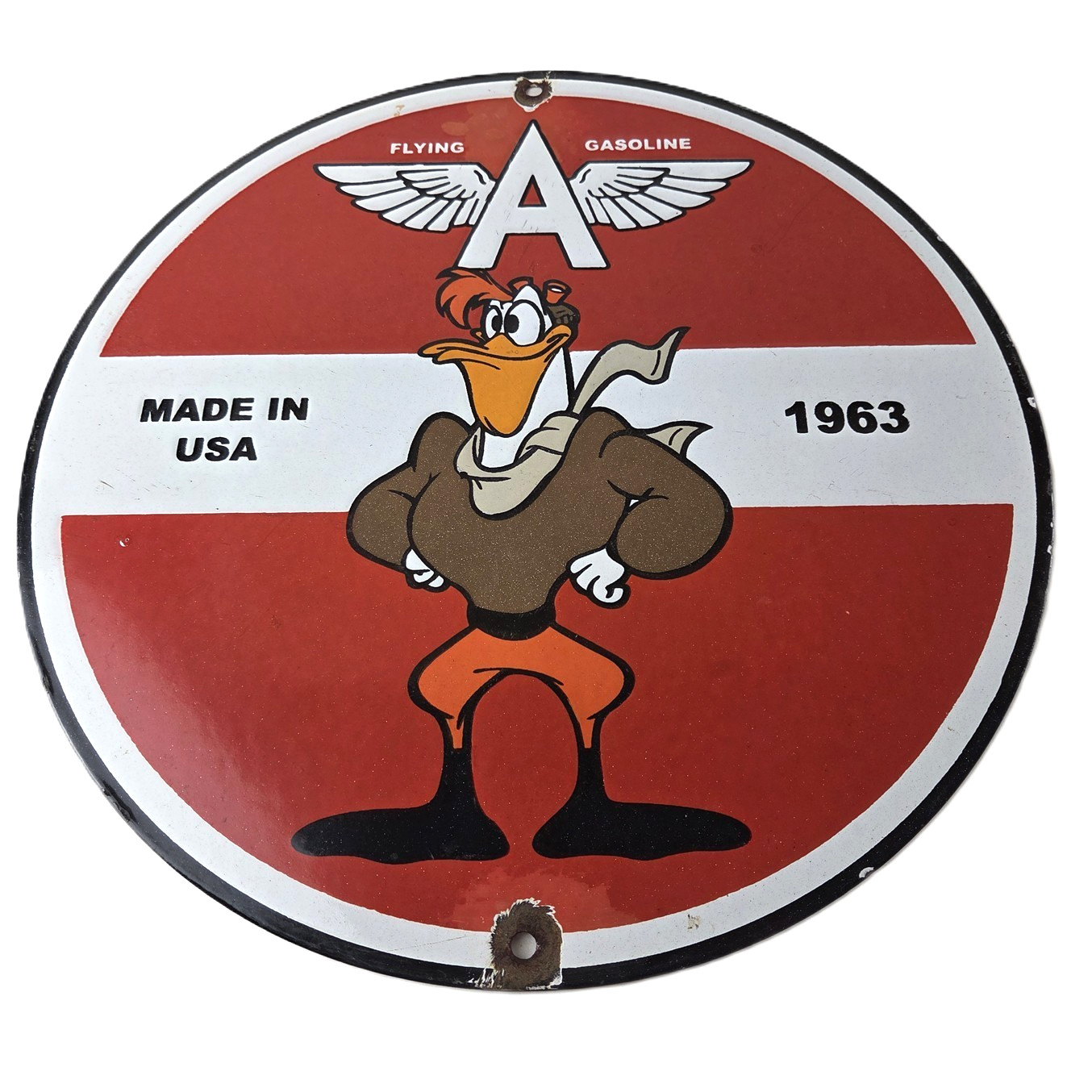 Vintage Flying A Gasoline Sign – Aviation Duck Porcelain Gas Service Pump Sign