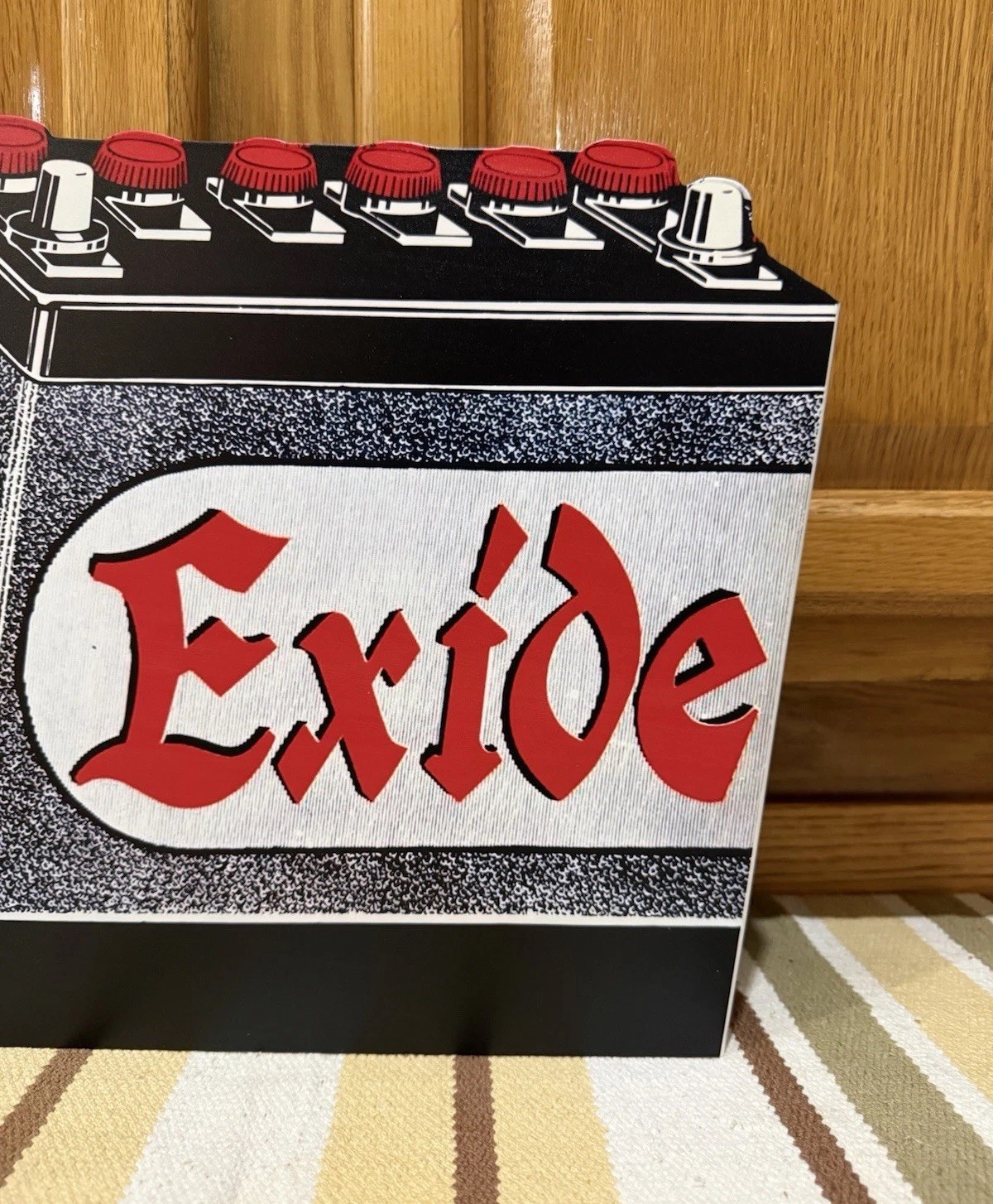 Exide Battery Flange Sign Gas Oil Garage Double Sided Vintage Style Wall Decor