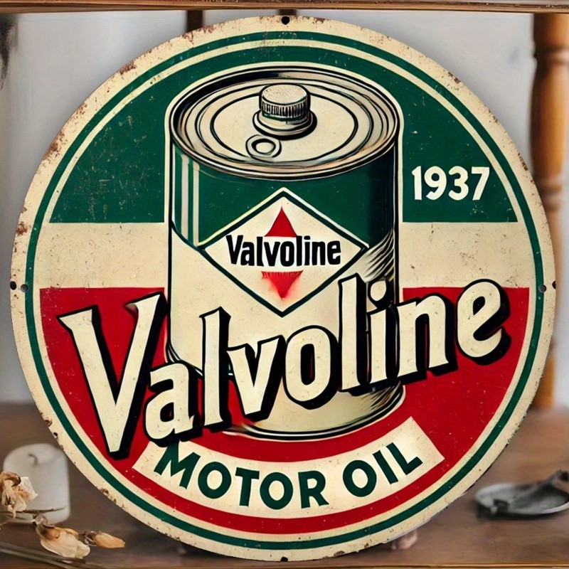 1pc Valvoline Motor Oil Vintage Tin Metal Signs, 8×8 inches, Art Deco Style Iron