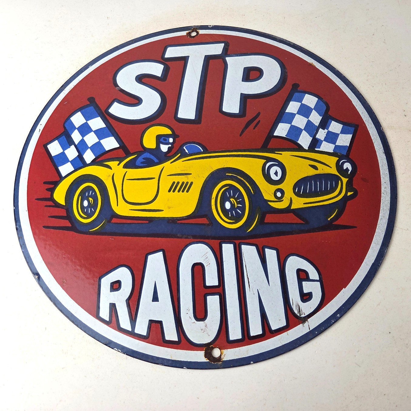 Vintage STP Porcelain Sign – Gas Pump Racing Automotive Sign