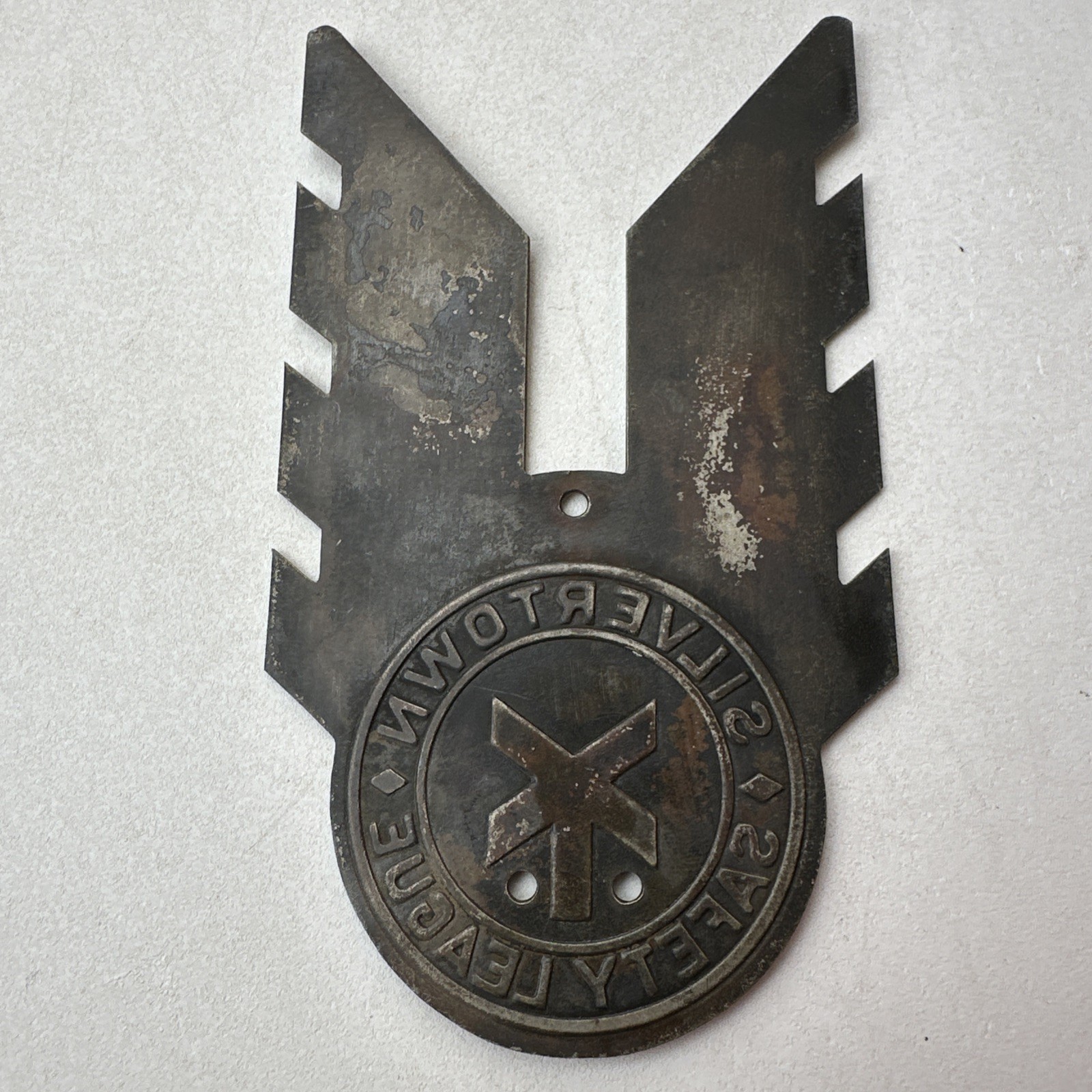 Vintage 1930s 1940s Goodrich Silvertown Safety League License Plate Topper 5”