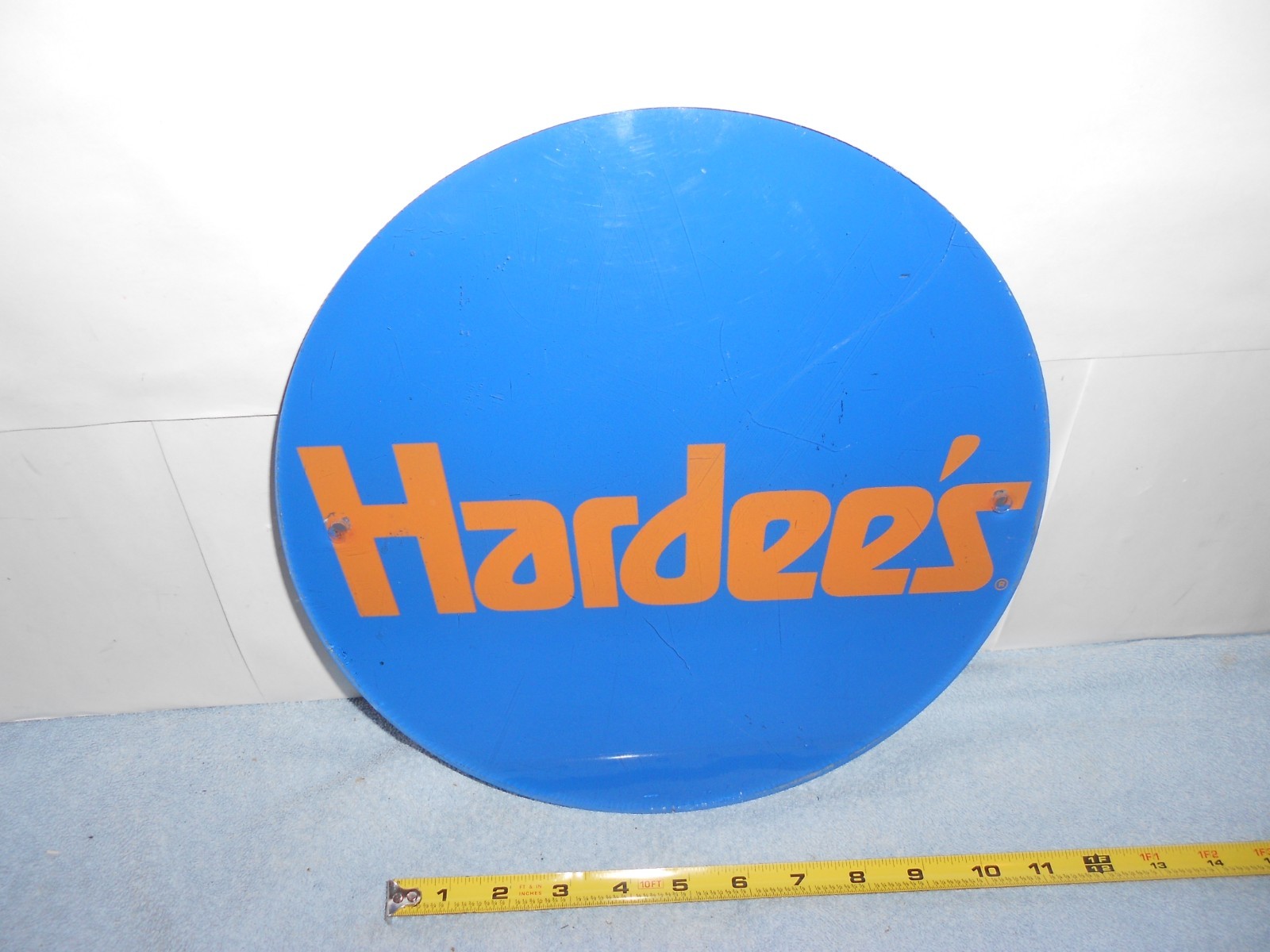 VINTAGE HARDEE`S DRIVE THRU RESTAURANT ADV. SIGN 11 3/4 x 1/4 in PLASTIC – 827 A