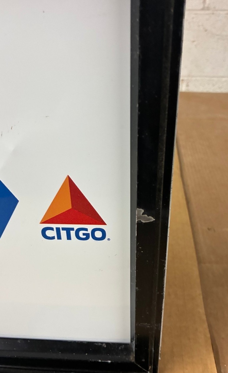CITGO Double Sided Tin Gas Station Sign Gas Pump Globe Topper w/ Frame