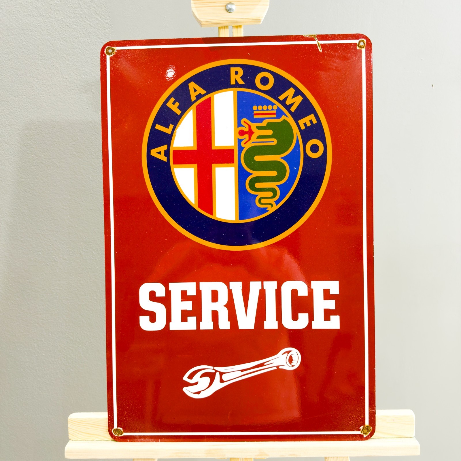 Vintage Rusted Alfa Romeo Service Heavy Metal Sign – 40×60 cm (15.7″×23.6″)