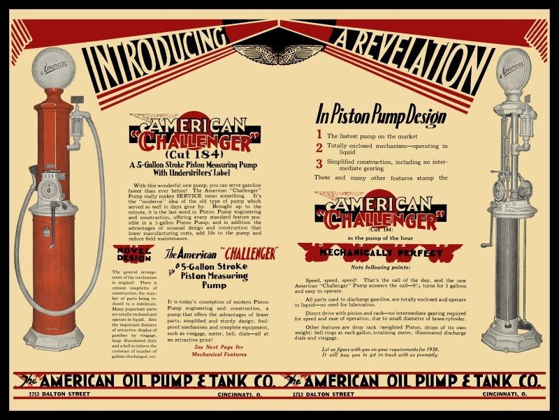 1930 American Oil Pump & Tank Challenger Pump NEW Metal SIGN: 12×16″ Ships Free