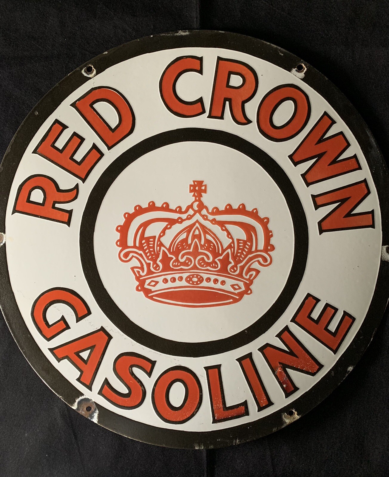 HOLIDAY SPECIAL 24 INCH VINTAGE STYLE RED CROWN GASOLINE SIGN PORCELAIN