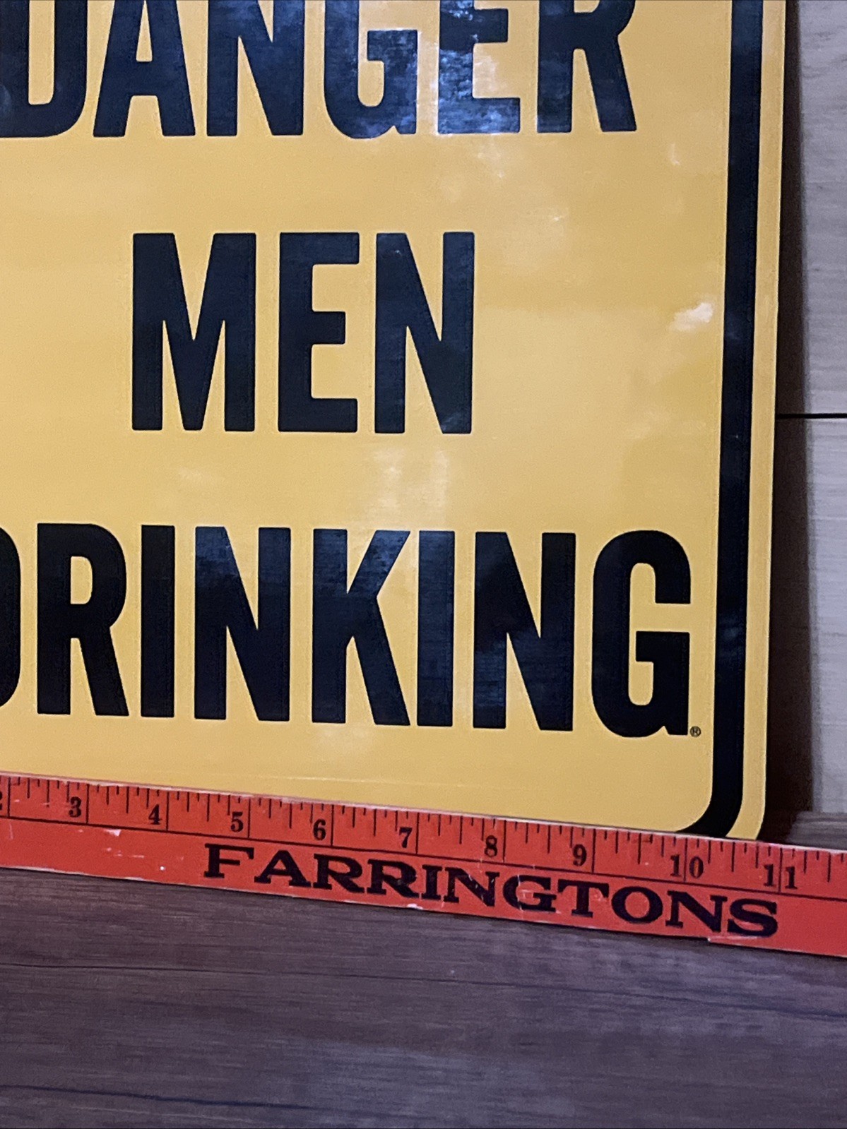 Vintage Danger Men Drinking Bar Man Cave Garage Enameled Metal Sign Construction