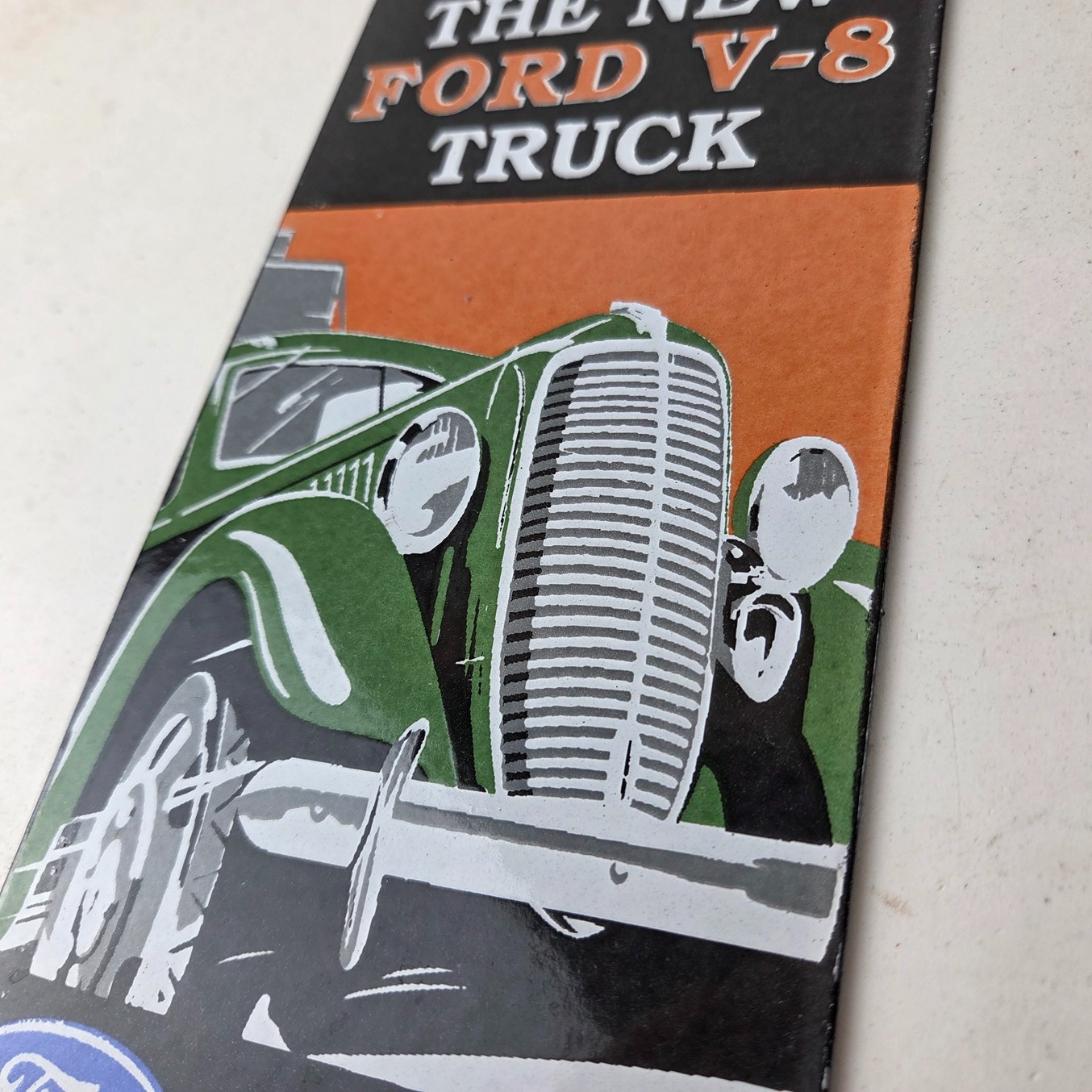 Vintage Ford Motors Sign – Classic V8 Truck Gas Pump Automotive Porcelain Sign