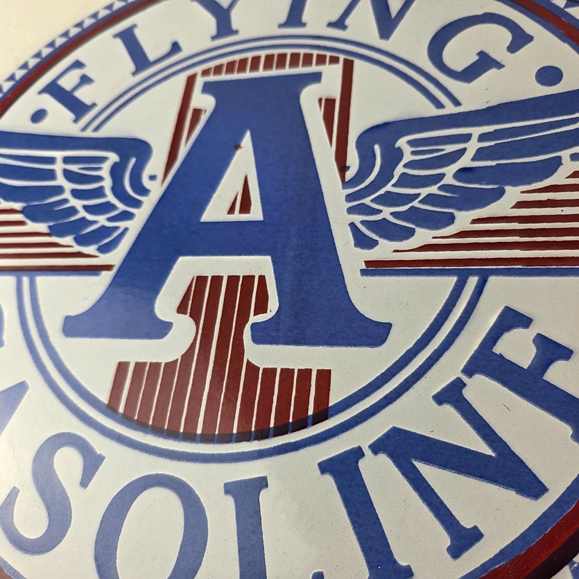 Vintage Flying A Gasoline Sign – Porcelain Gas Pump Plate Service Station Sign