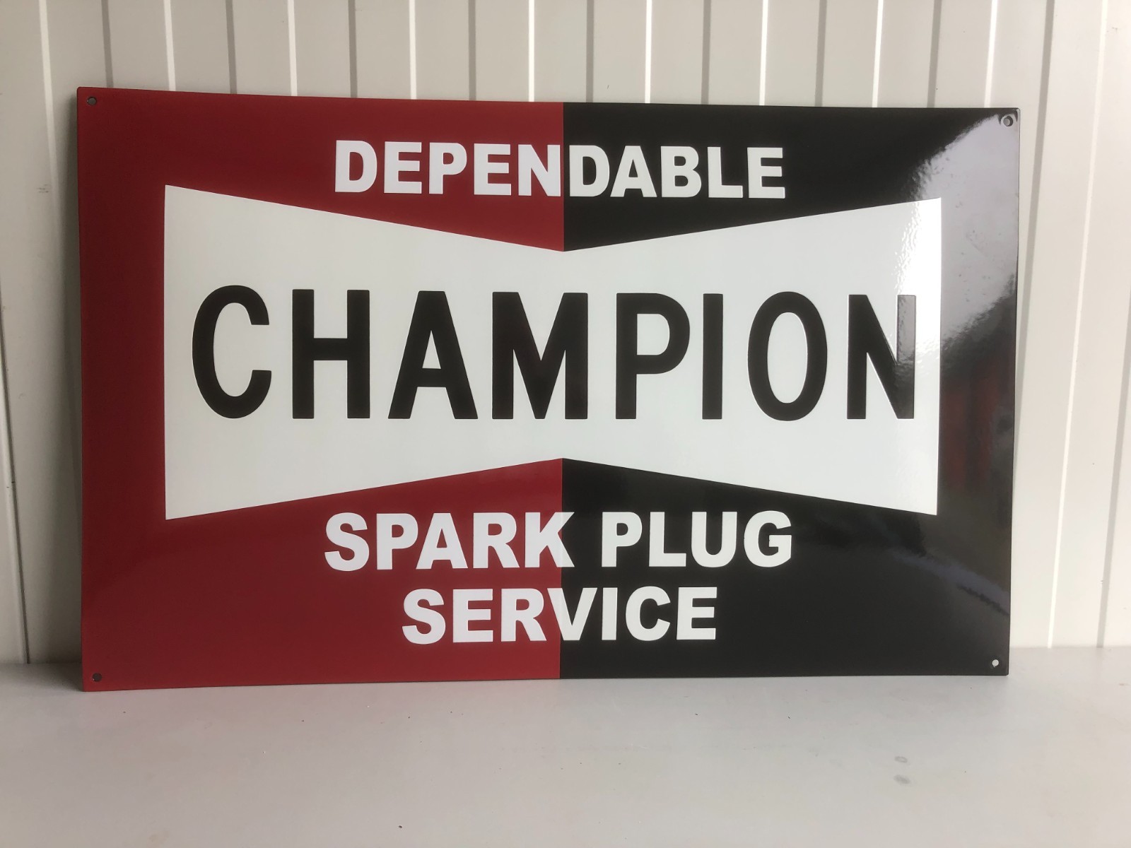 Exquisite CHAMPION Spark Plug Service – Porcelain Enamel Wall Sign, Size 80x50cm