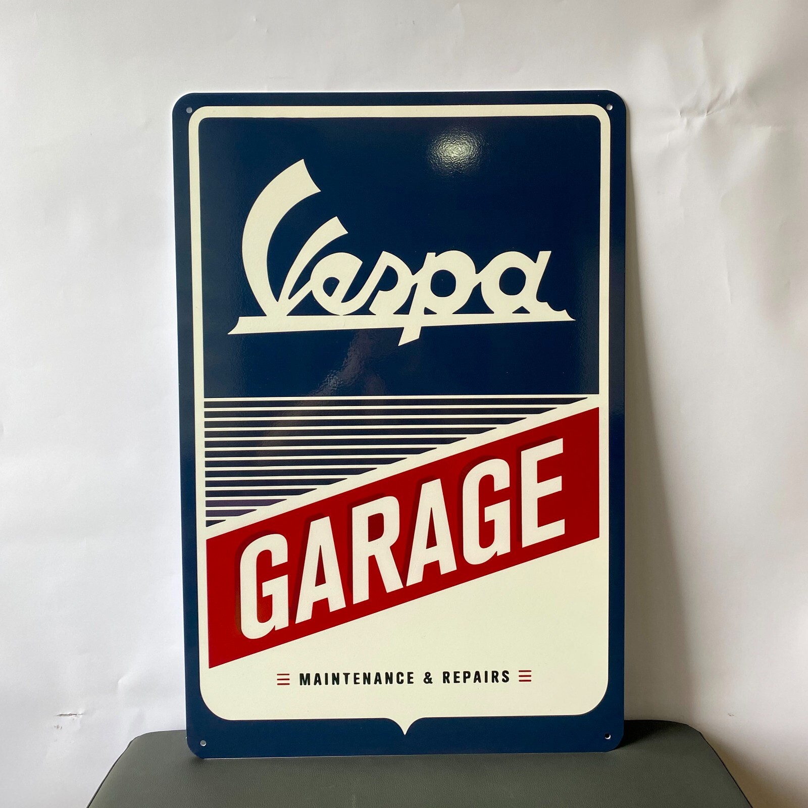 Retro Vespa Garage Motorcycle Sign – Scooter Service Sign XXL 24″x16″(60×40 cm)