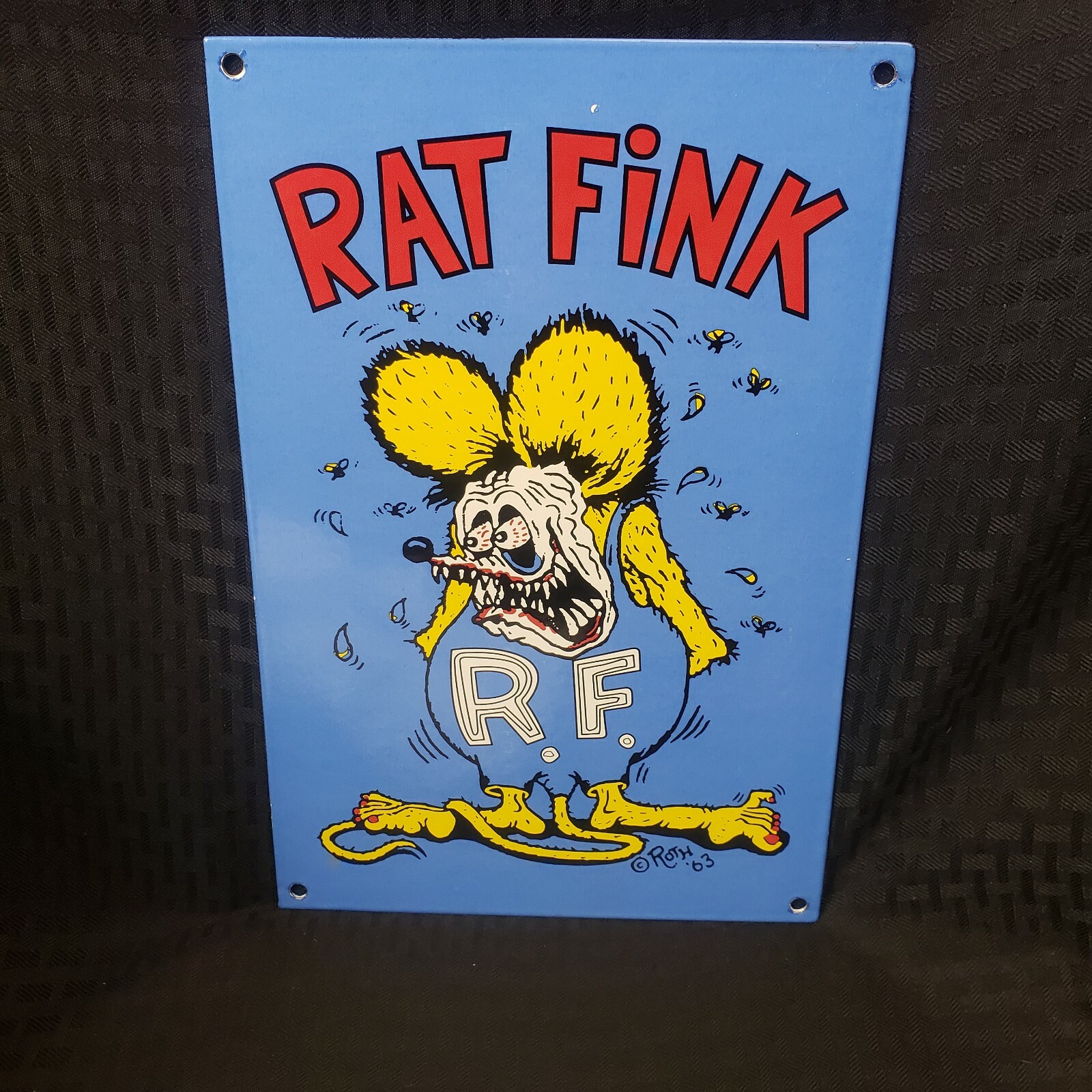 RAT FINK PORCELAIN GAS ED BIG DADDY ROTH HOT ROD SERVICE CHEVY FORD SIGN