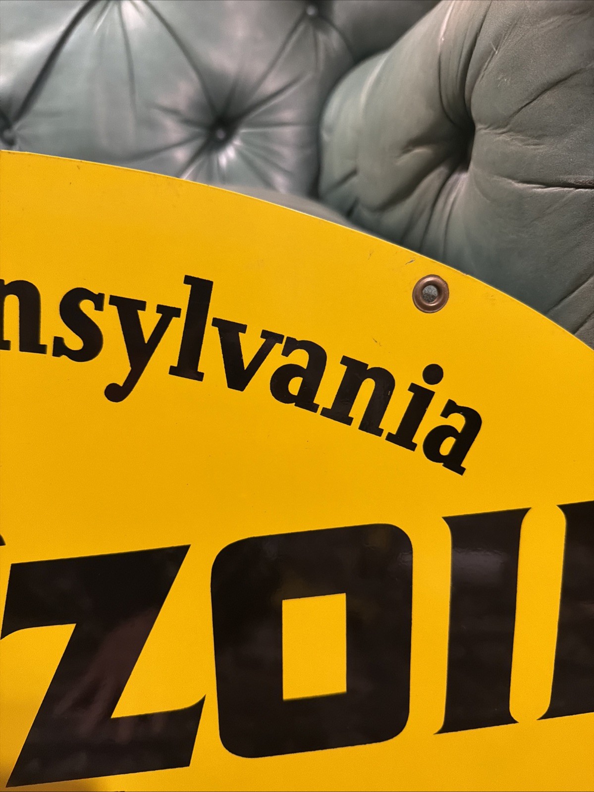 NICE DOUBLE SIDED ORIGINAL PENNZOIL GAS OIL ADVERTISING SIGN