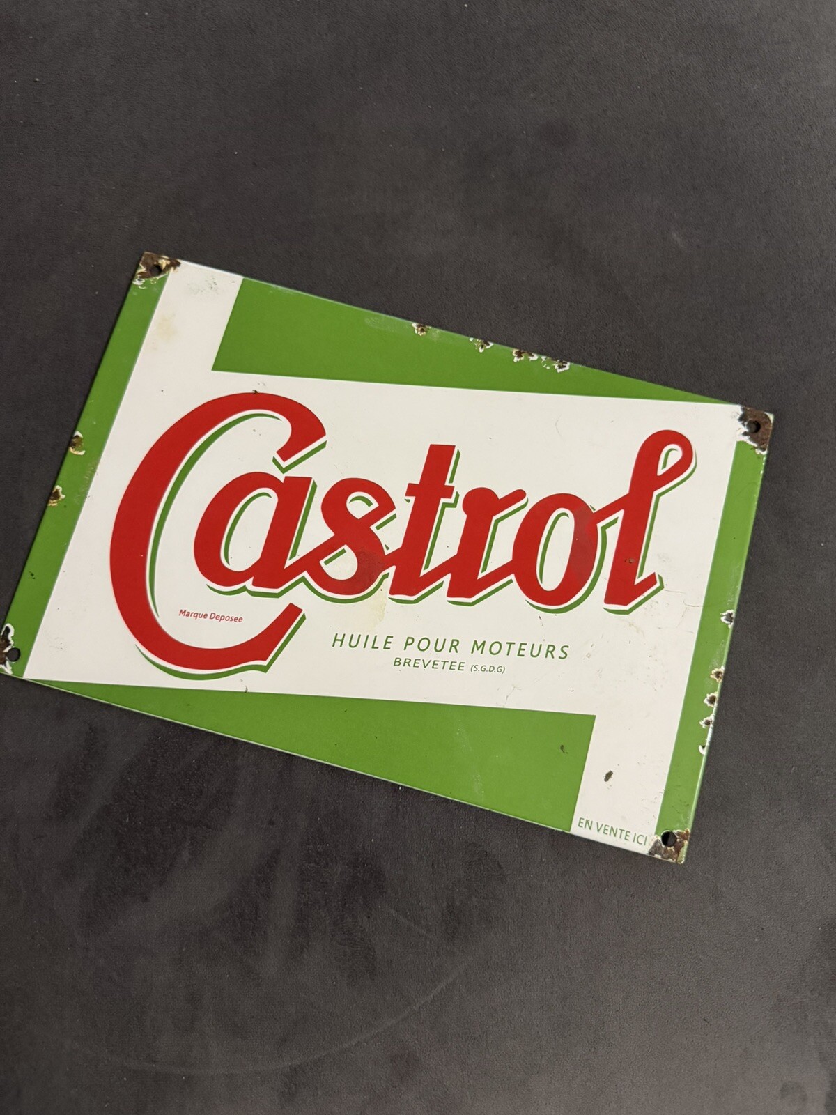 VINTAGE CASTROL 12” PORCELAIN SIGN CAR GAS TRUCK GASOLINE