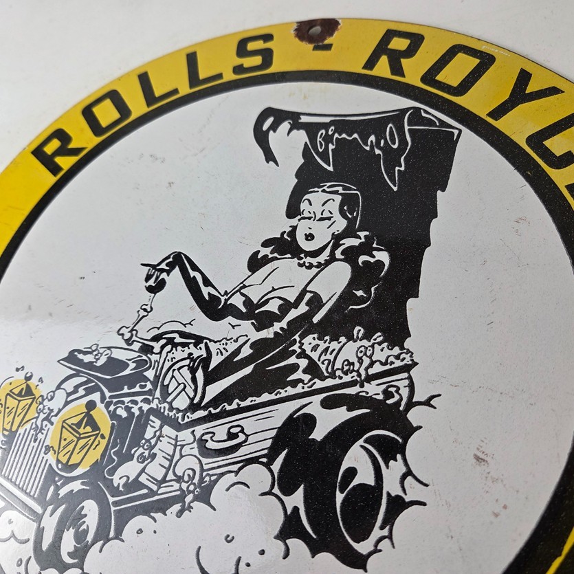 Vintage Rolls Royce Sign – Service Sales Automobile Gas Pump Porcelain Sign