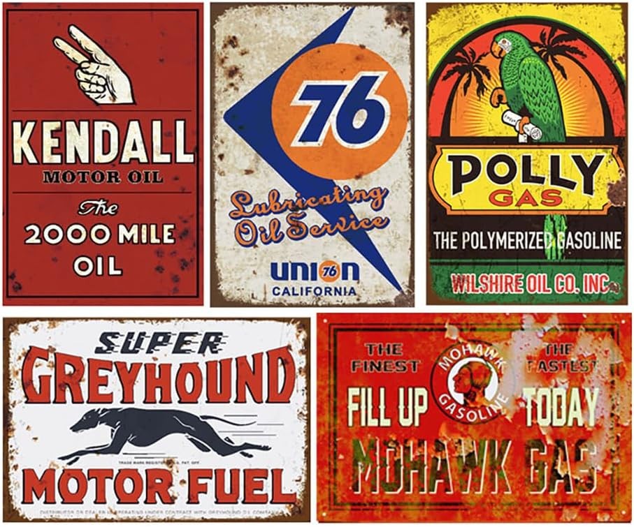 24 Pcs Reproduced Vintage Garage Tin Signs, Nostalgic Retro Decor Man Cave Home