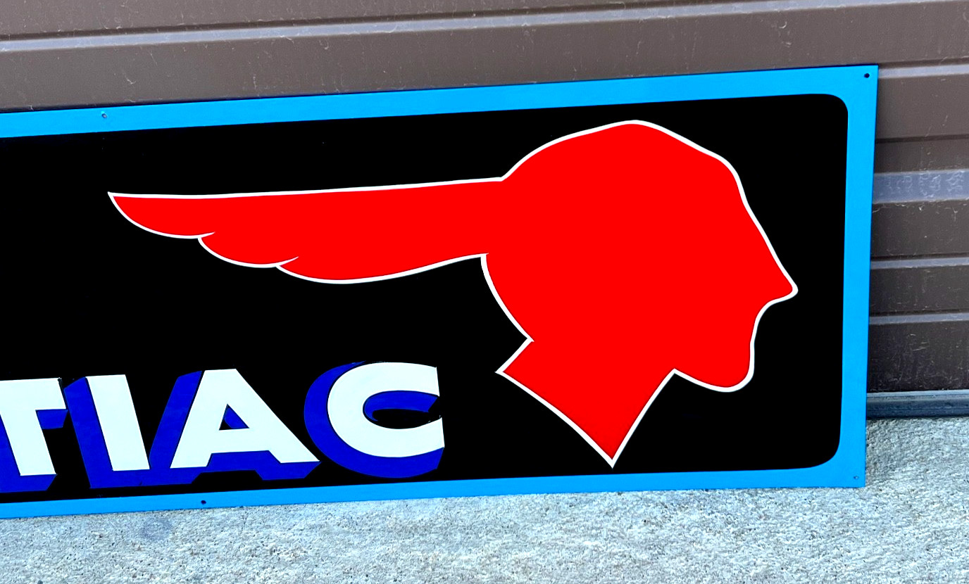 LG Original Art By Hotrodsigns Hand painted Pontiac SIGN CAR OIL GAS SHOP GARAGE