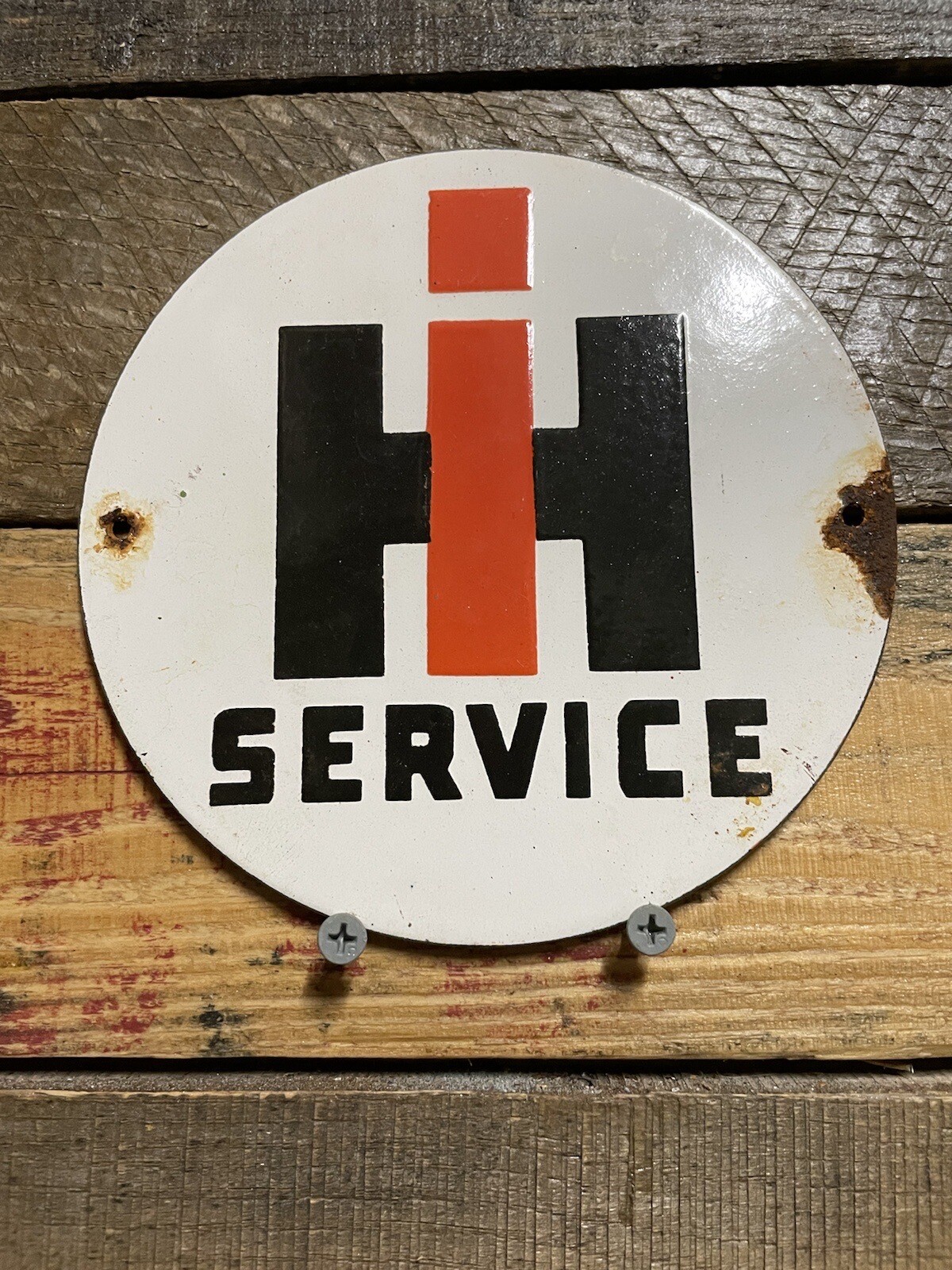 VINTAGE INTERNATIONAL HARVESTER PORCELAIN SIGN FARMING TRACTOR FARM GAS OIL 6”