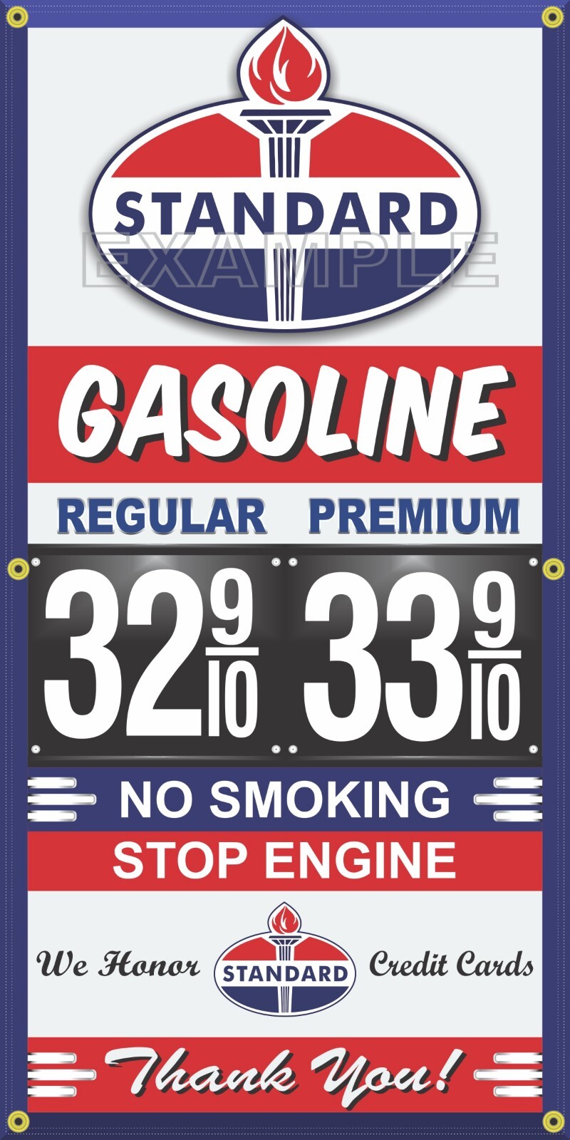 STANDARD GAS STATION PRICE PER GALLON VINTAGE OLD SIGN REMAKE BANNER SIGN ART
