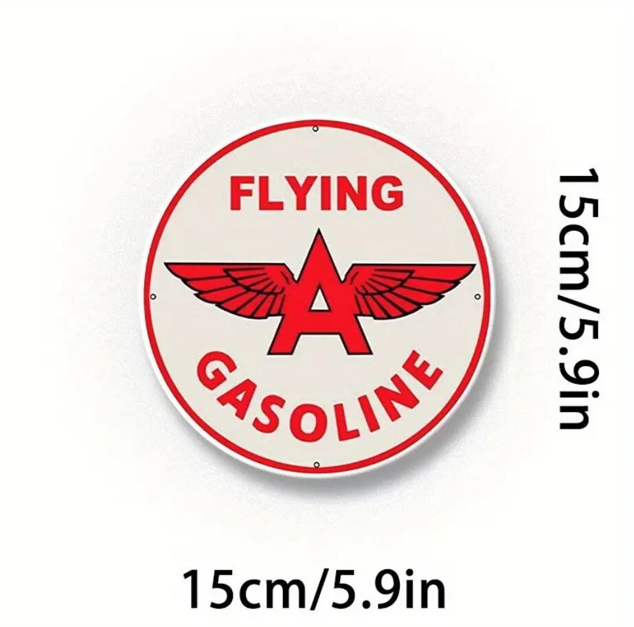 Vintage Flying A Gasoline Sign_Gas Pump Decal, Retro Oil Co., 6 inch round vinyl