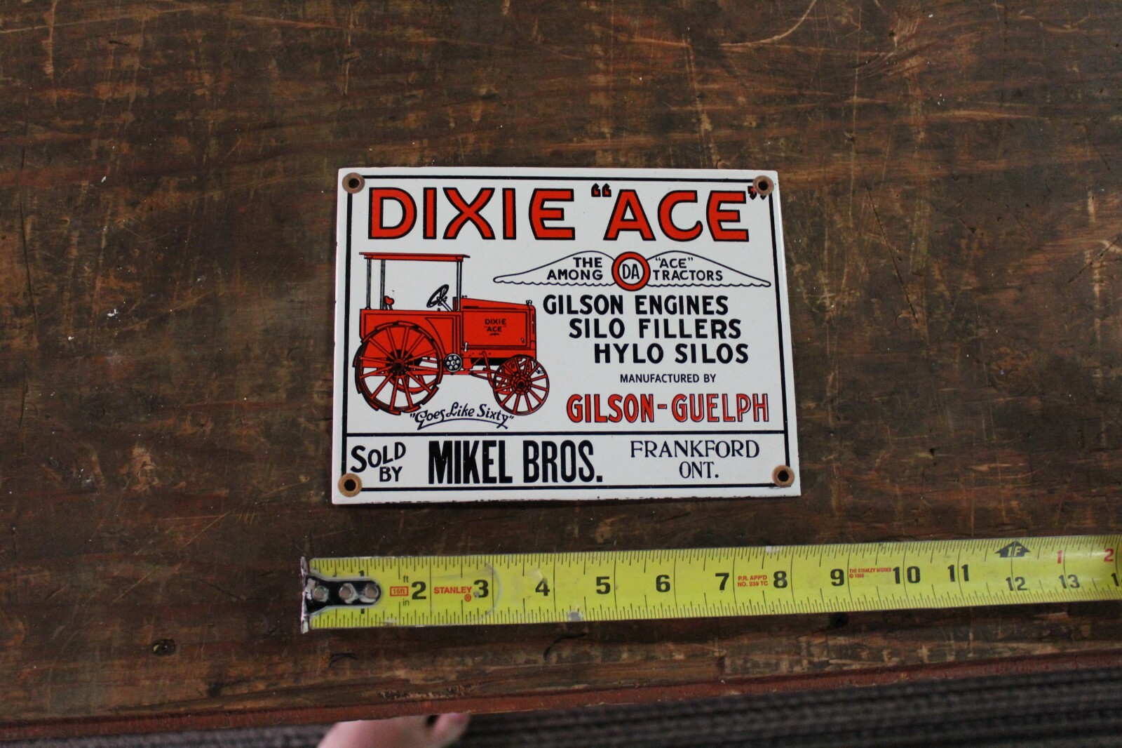 DIXIE ACE TRACTOR GILSON ENGINE FARM SIGN PORCELAIN METAL SIGN FEED SEED SILO IH