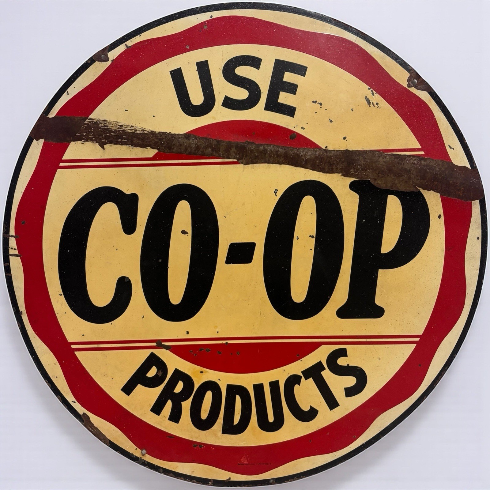 Vintage Porcelain CO-OP Service Gas Sign Coop Feed Seed Oil Ag Farm Advertising