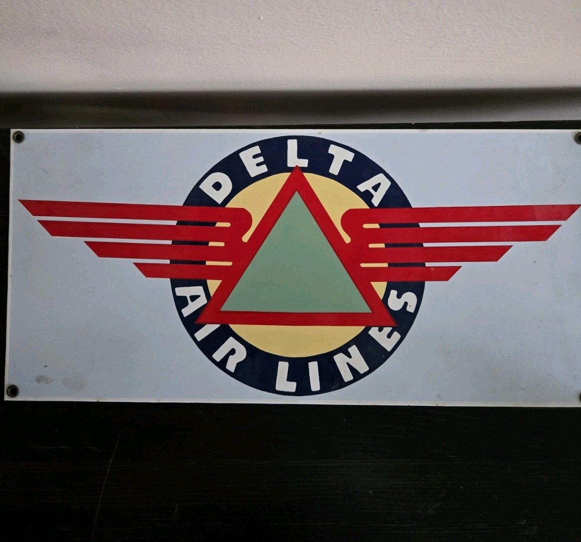 Delta Air Lines Sign 16×7” Porcelain Painted /Heavy Steel / Ande Rooney Sign Co.