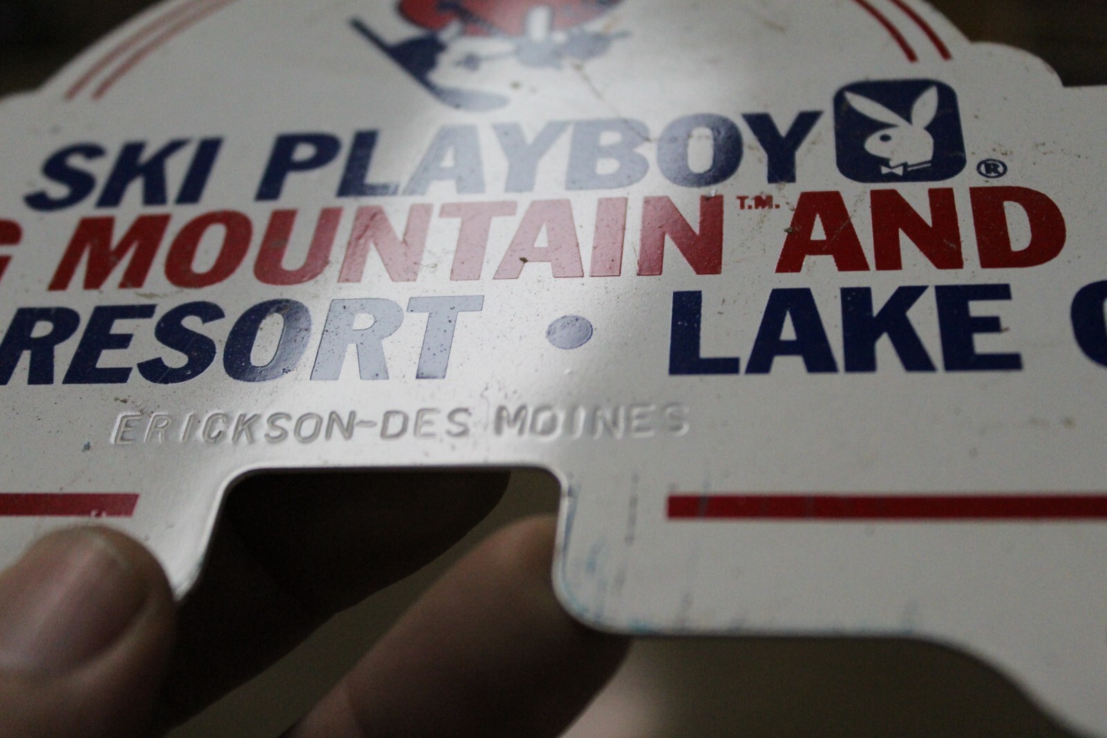 RARE 1968 PLAYBOY SKI CLUB LAKE GENEVA WISCONSIN PAINTED METAL SIGN HOTDOG BUNNY