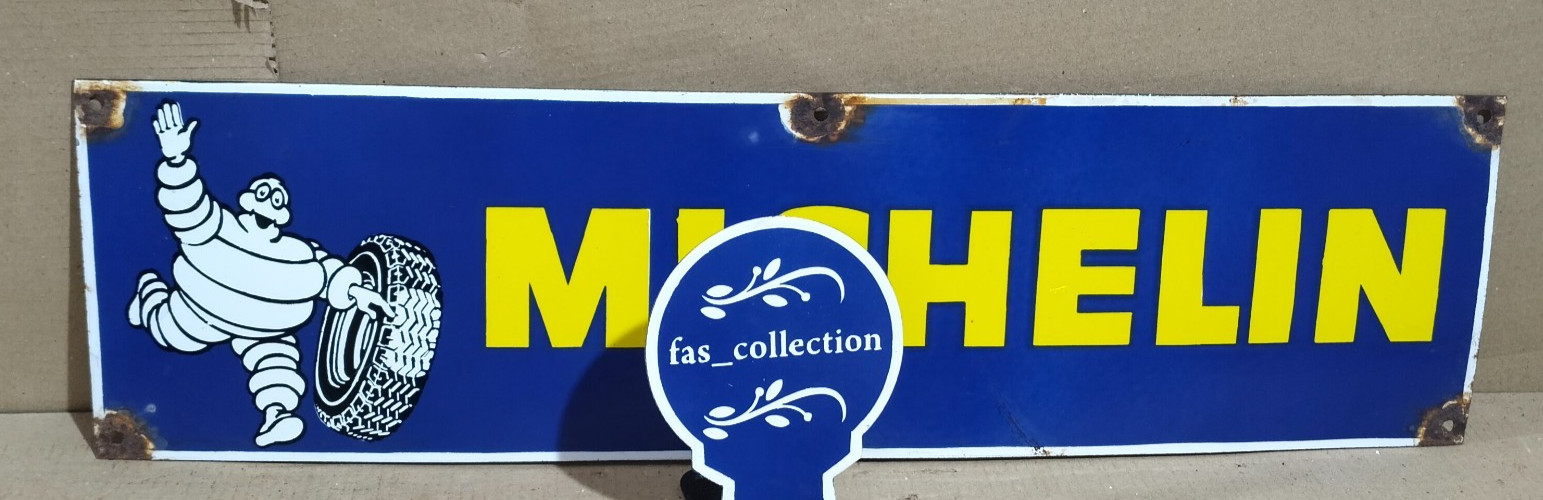 Michelin Porcelain Enamel Sign 30 x 8 Inches 1 Sided
