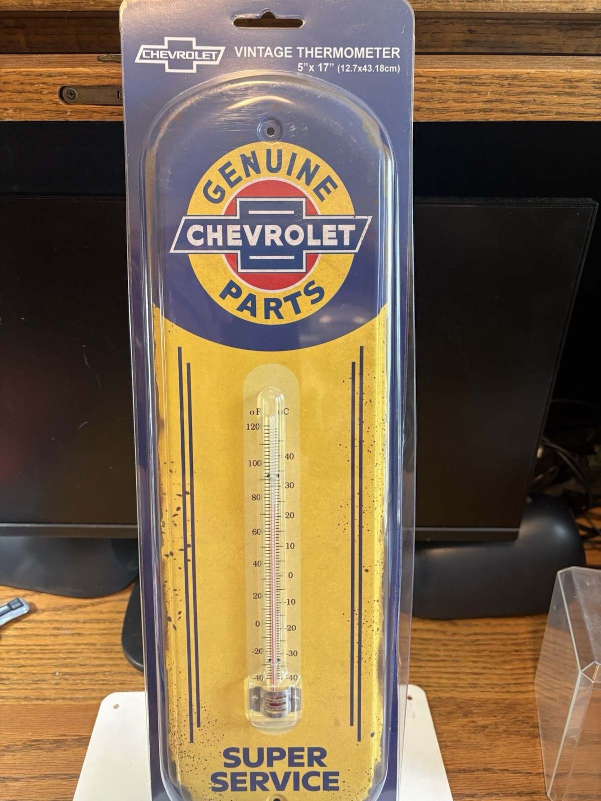 GENUINE CHEVROLET PARTS 17”THERMOMETER+#1 CHEVROLET RED/WHITE/BLUE 8×9 SIGN NIP