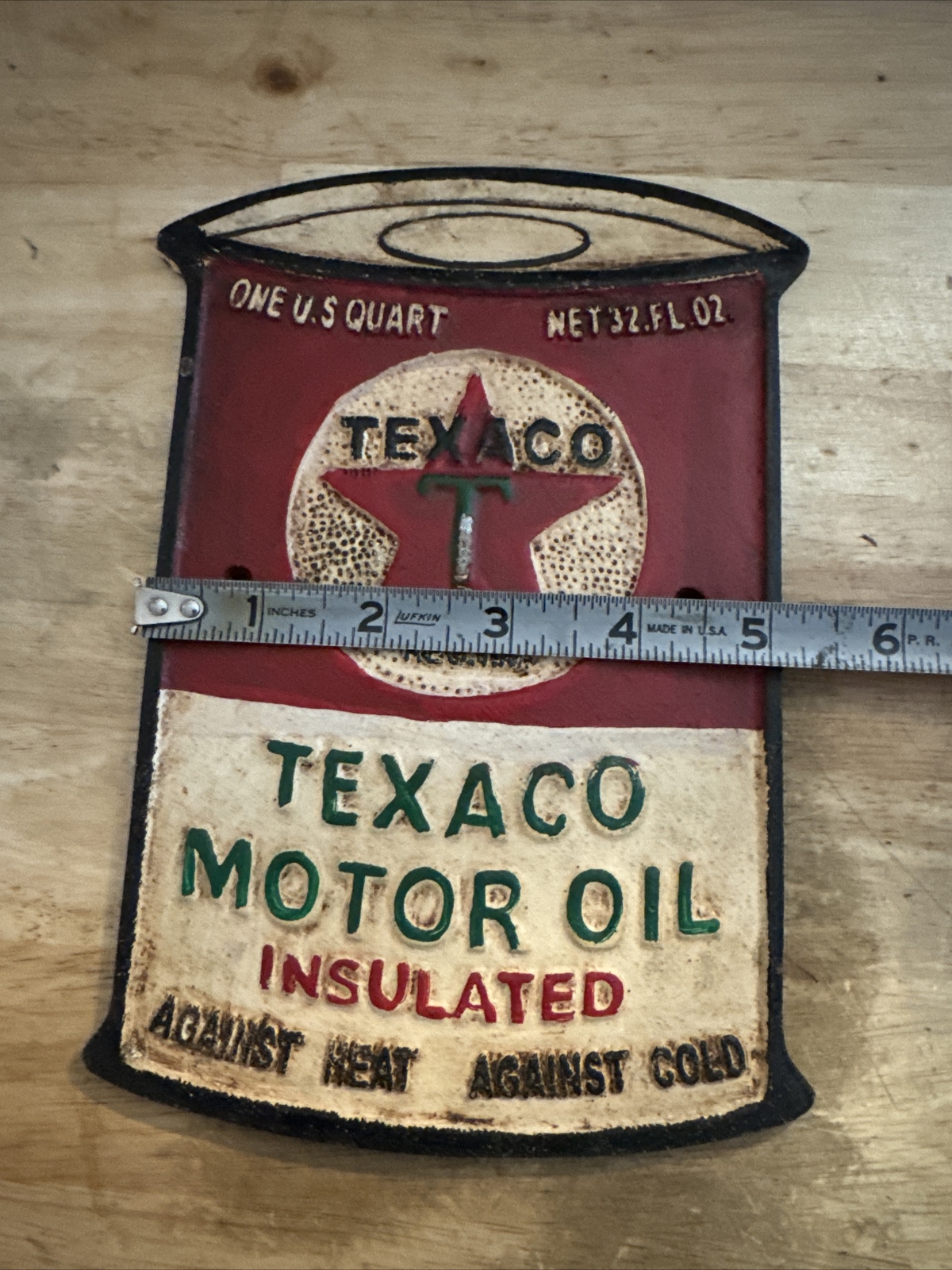 Texaco Oil Sign Plaque Coal Collector Man Cave Gas Advertisement 1/4 inch METAL