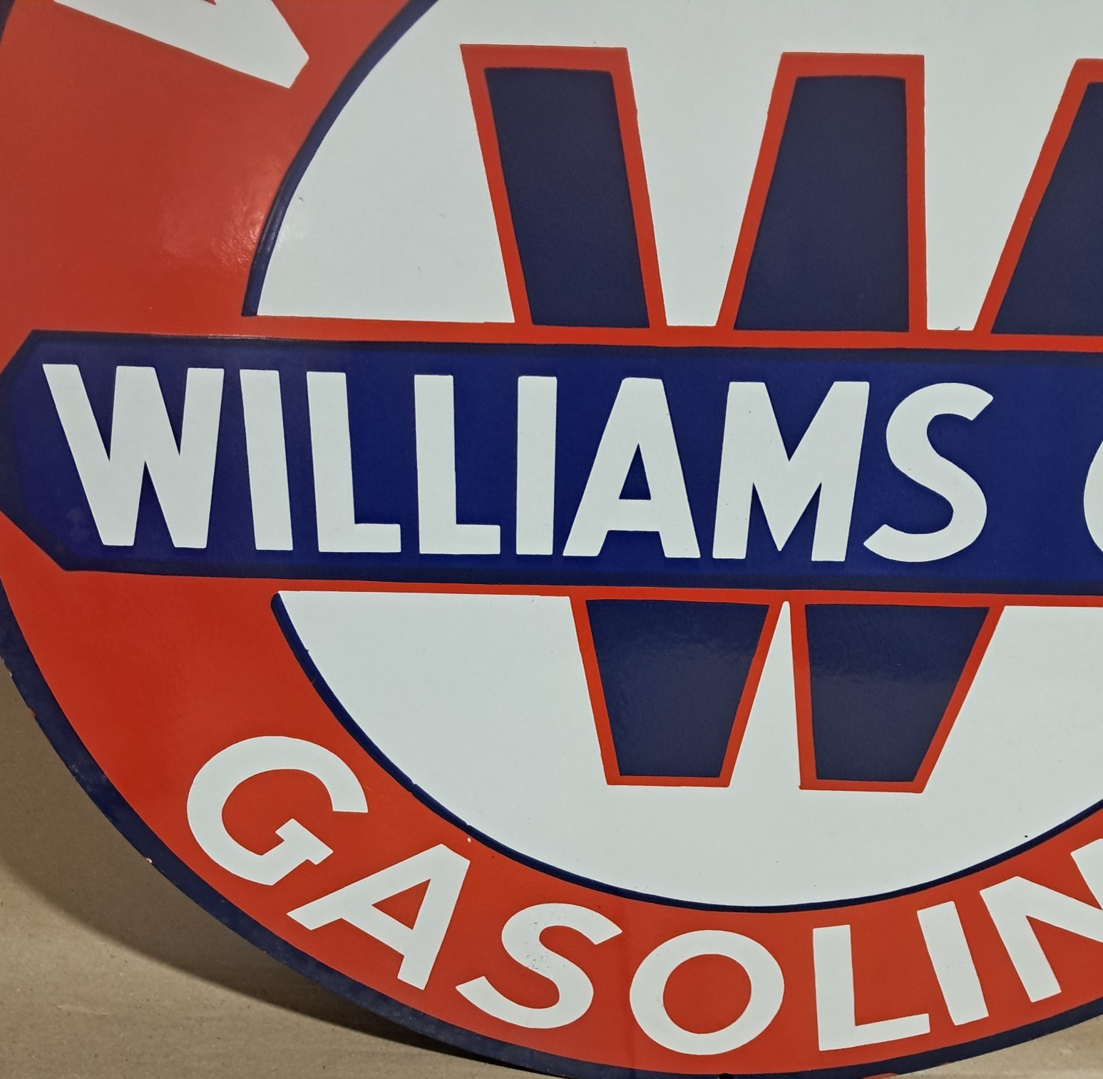Willaims Oils Gasoline porcelain Enamel Sign 30 x 30 Inches 1 Sided