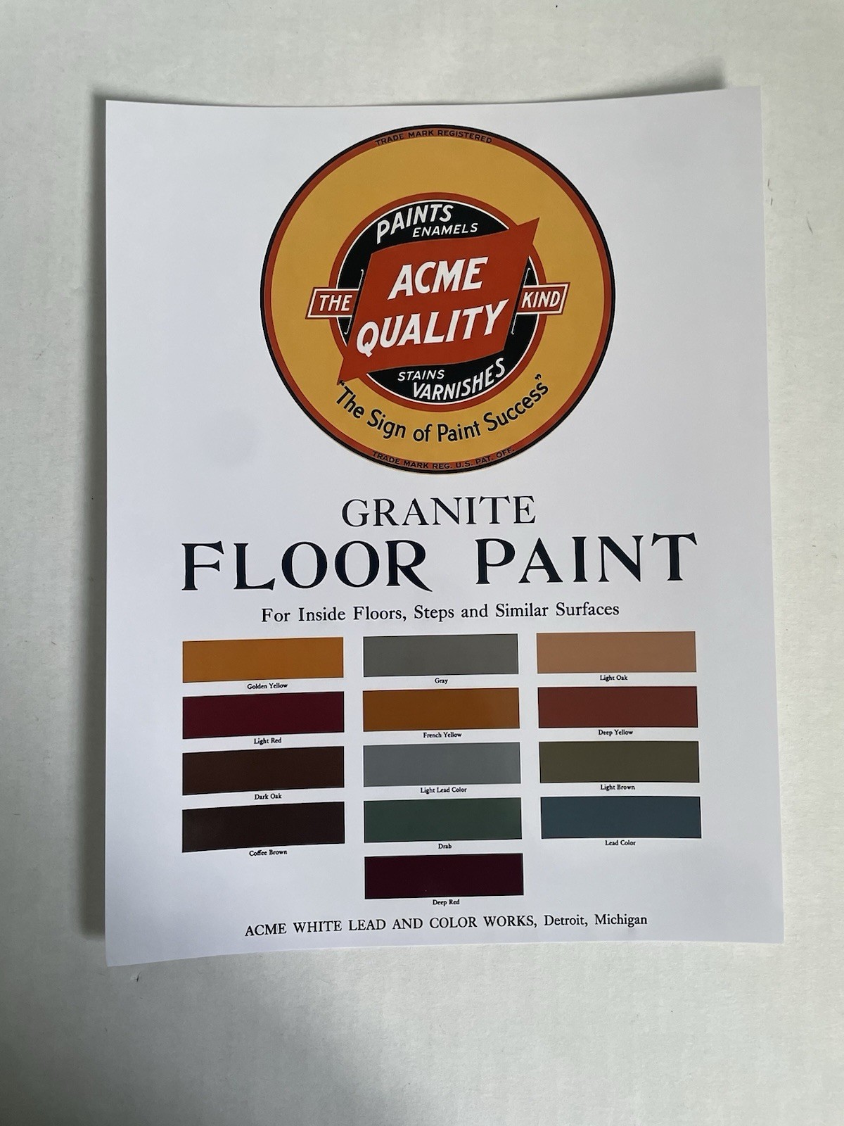 ACME Paint Co Poster Paper PRINT 8.5″ x 11″ Vintage Ad Sign Floor Paint