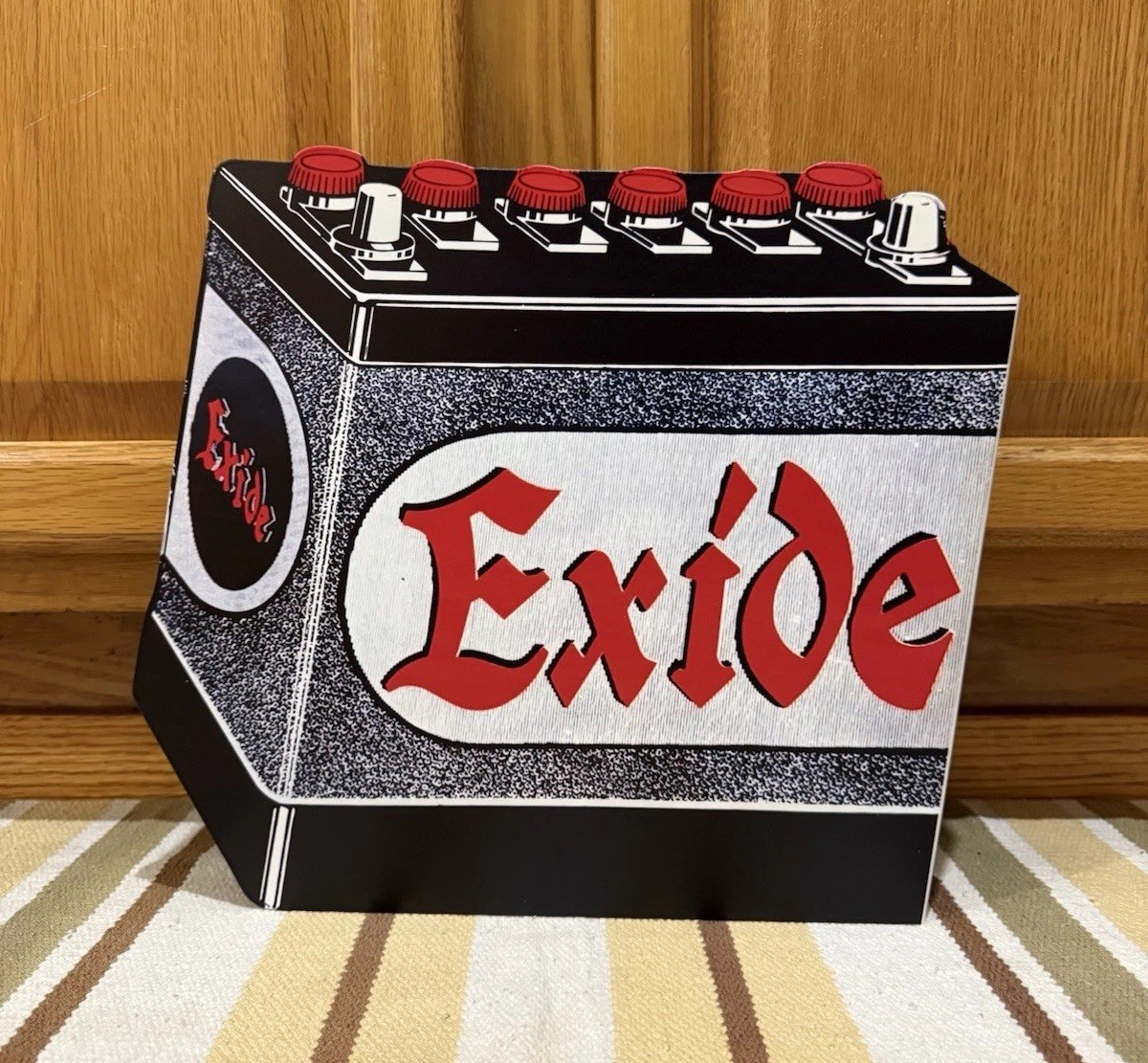 Exide Battery Flange Sign Gas Oil Garage Double Sided Vintage Style Wall Decor