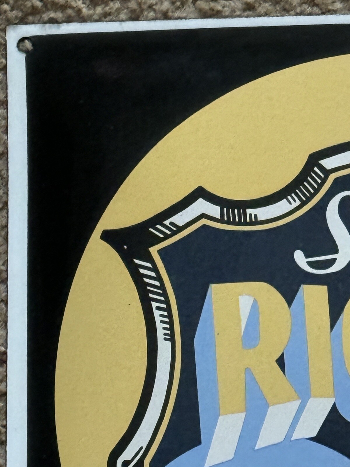 Richlube Motor Oil Porcelain Metal Sign 12″ x 12″, Weighs 1 lb 9oz. See Photos