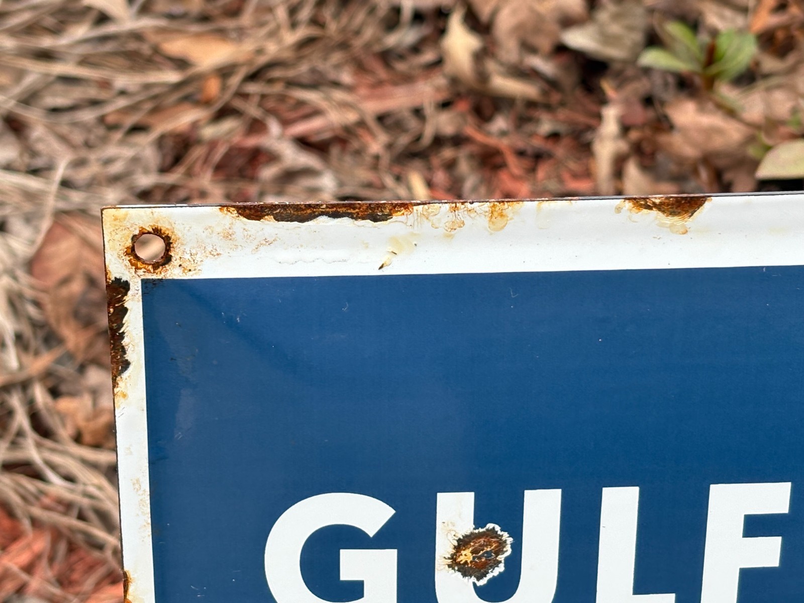 “GULF AIRCRAFT ENGINE OIL” PORCELAIN SIGN, (16″x 13″) GOOD COND, GREAT SIGN