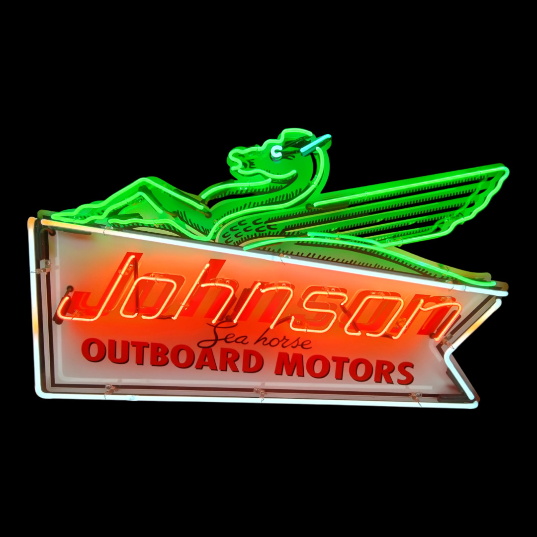 Johnson Seahorse Outboard Motors Neon Sign / Boating Out Board Lake Boat Mens