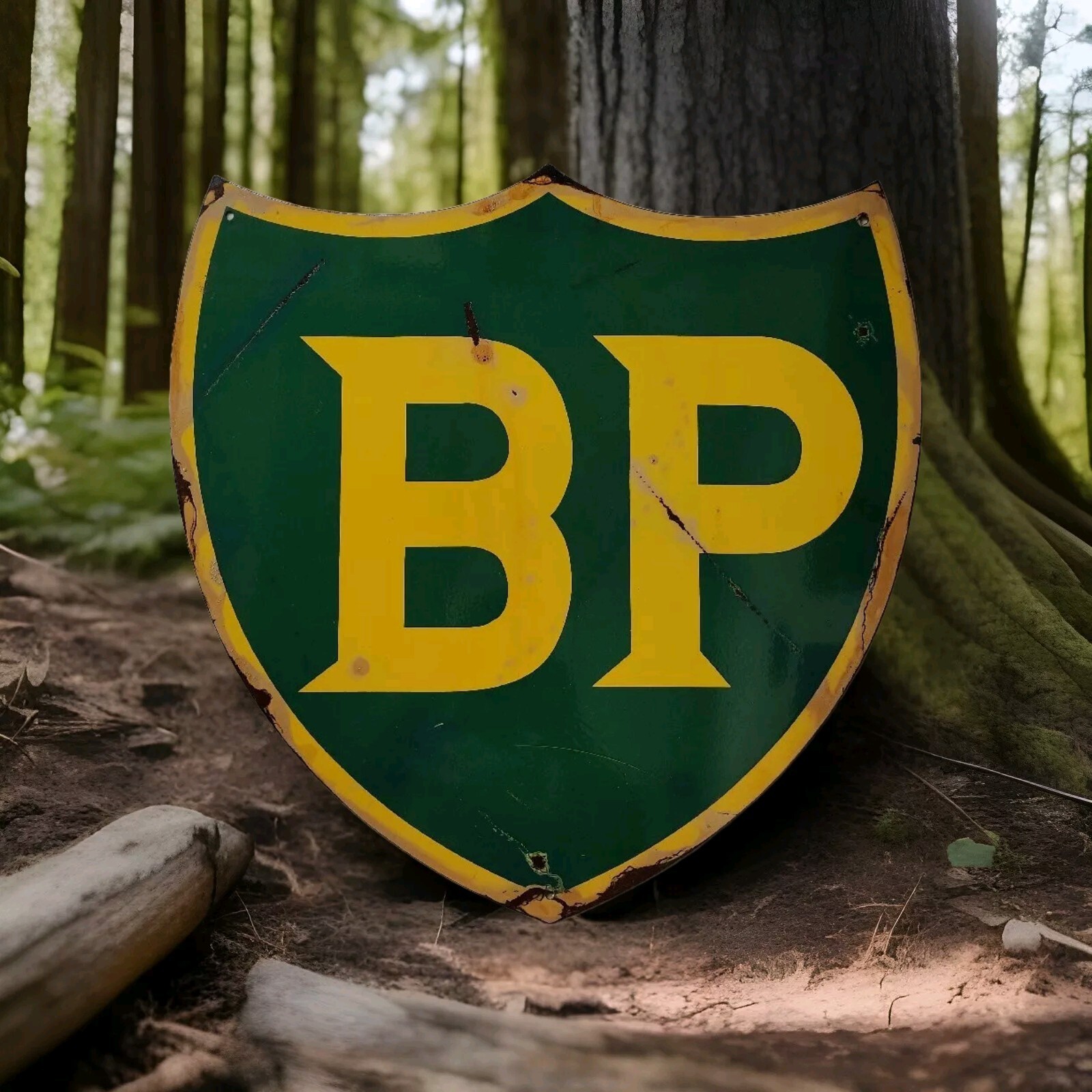 VINTAGE BRITISH PETROLEUM MOTORS PORCELAIN GASOLINE BP SERVICE PUMP GAS SIGN