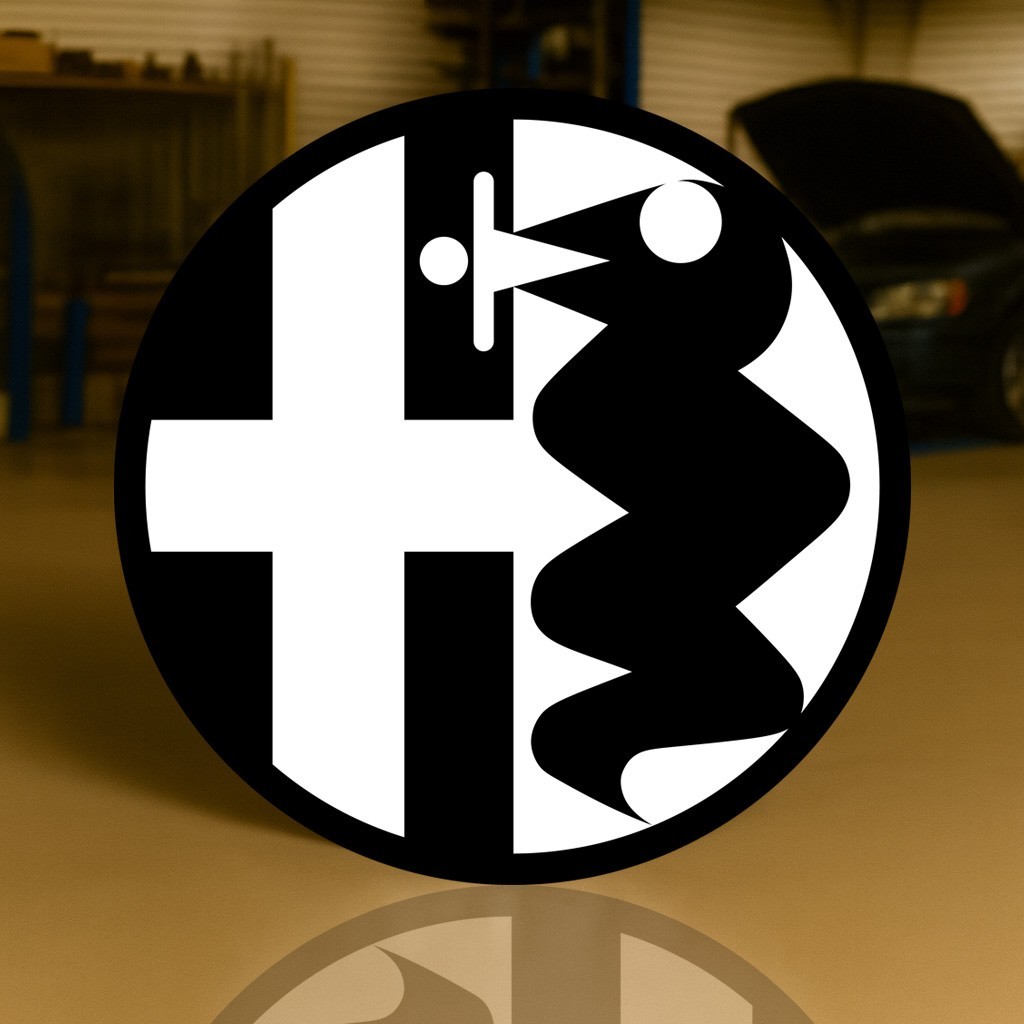 2015 Alfa Romeo Black & White Snake Crest – Heavy Metal Sign – 19.7″ (50 cm)
