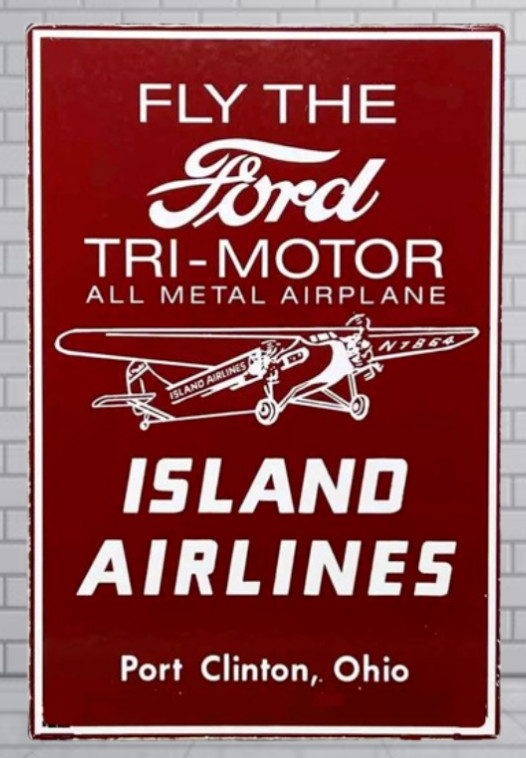 Ford Tri Motor Rare Porcelain Enamal Heavy Metal 24 inches Double Side