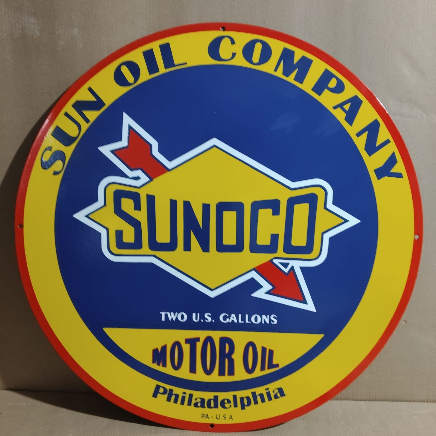 Sunoco Motor Oil porcelain Enamel Sign 30 x 30 Inches 1 Sided