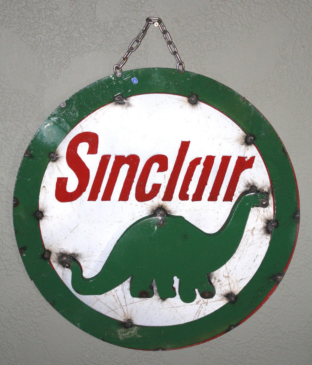 Metal SINCLAIR Gasoline Sign Gas Oil Garage Man Cave Home Decor Recycled DINO