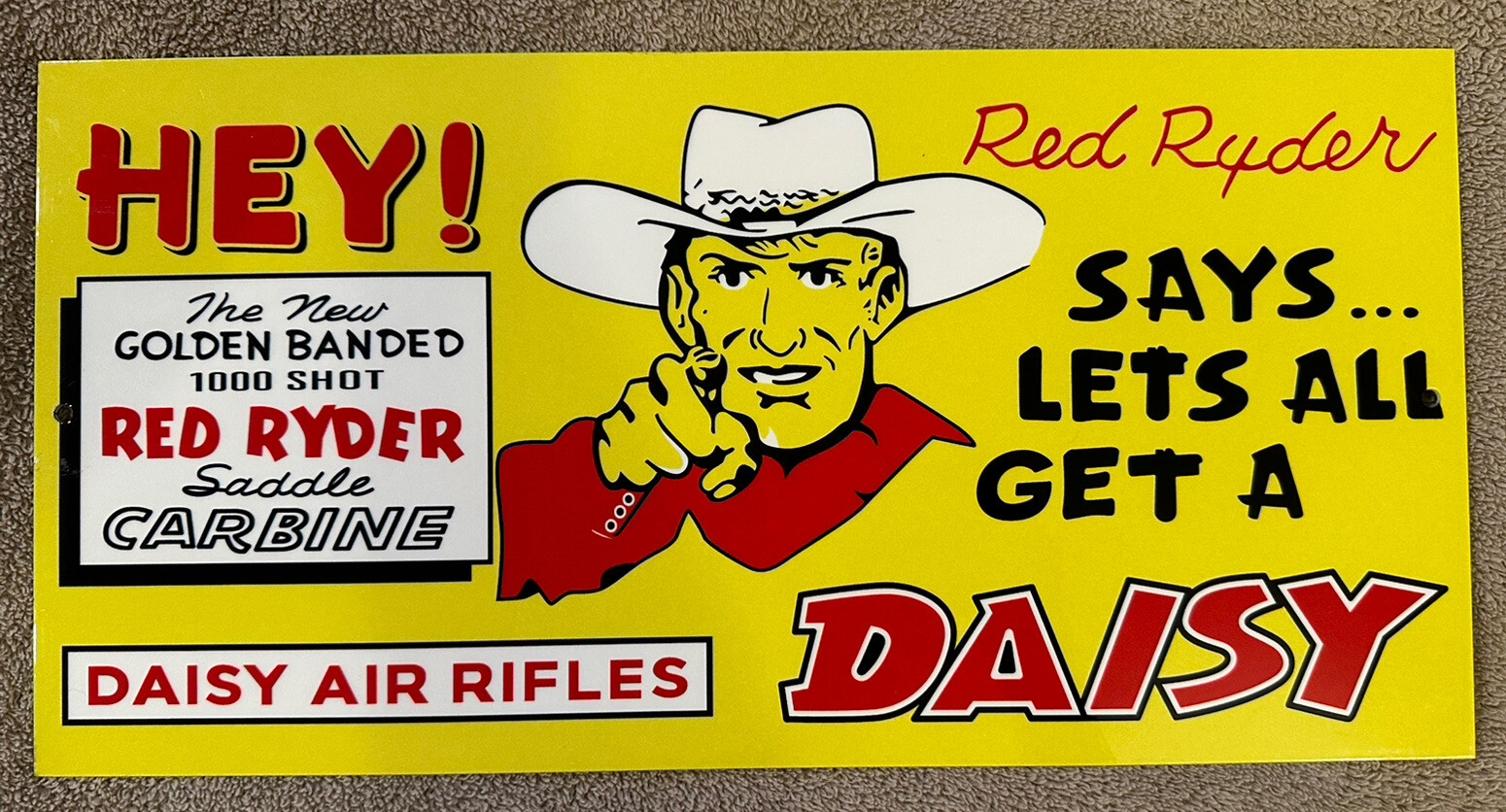 Daisy Red Ryder Air Rifles Porcelain Like 16.5″ Enamel Sign