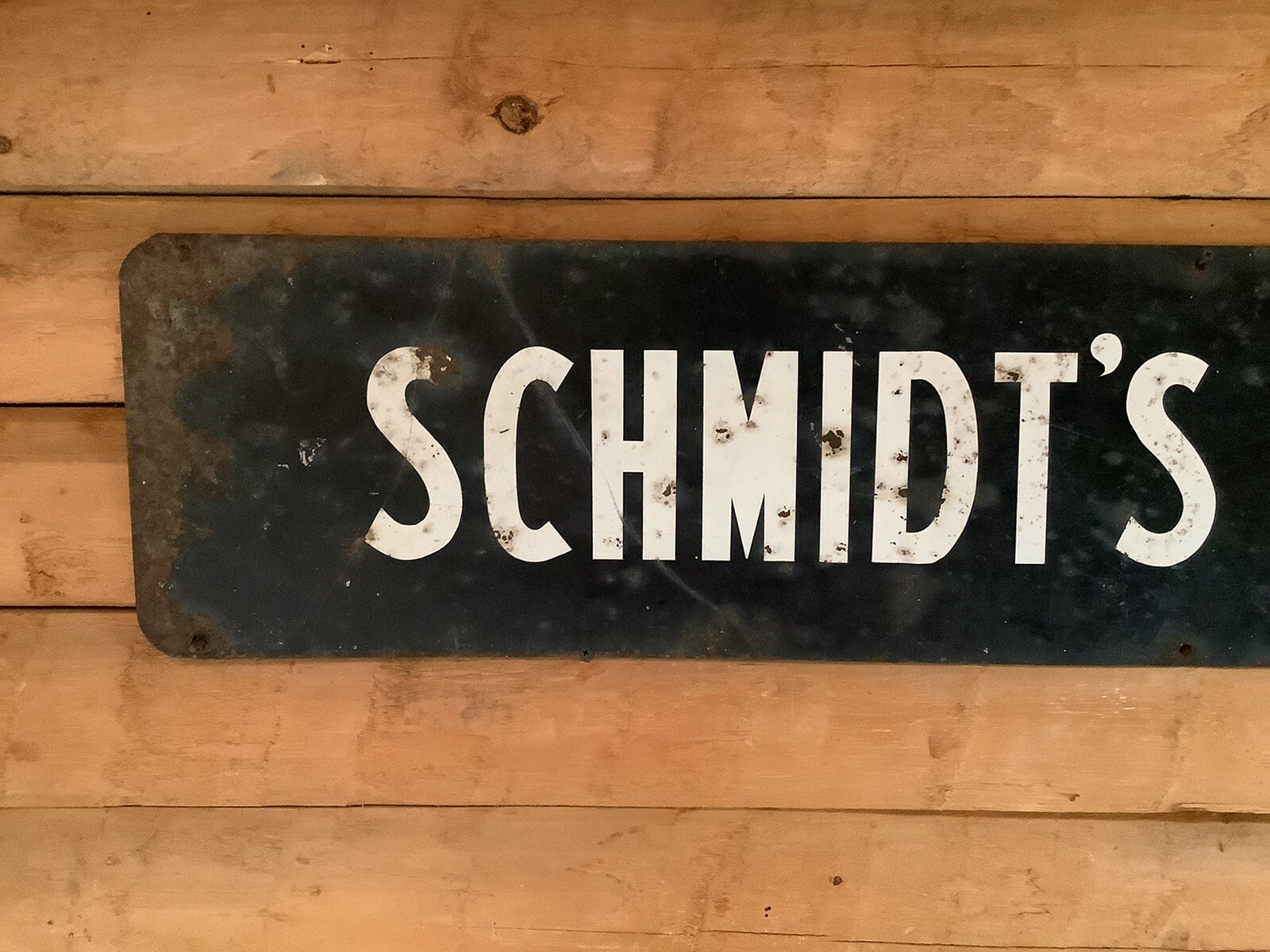 SCHMIDT’S SUNOCO GAS STATION SIGN ADVERTISING 1940s 1950’s 2 SIDES 12”x 60”