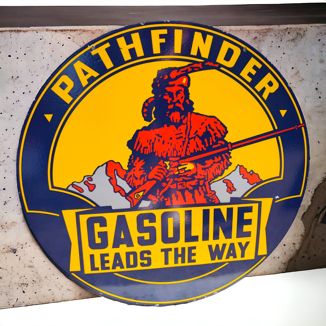 30″ Pathfinder Porcelain Sign / Gasoline / Petroliana / Garage Sign / Pathfinder