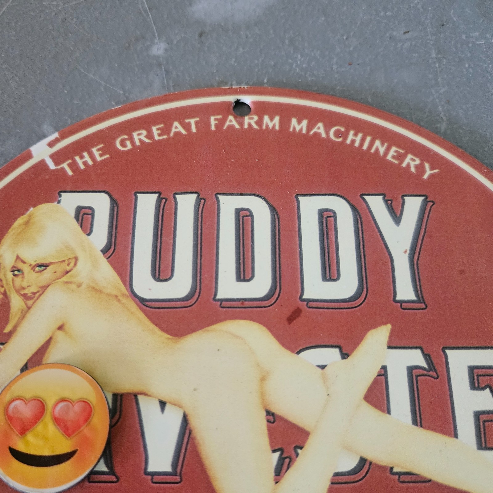 VINTAGE PORCELAIN PIN UP GAS & OIL STATION PUMP PLATE GARAGE MAN CAVE SIGN