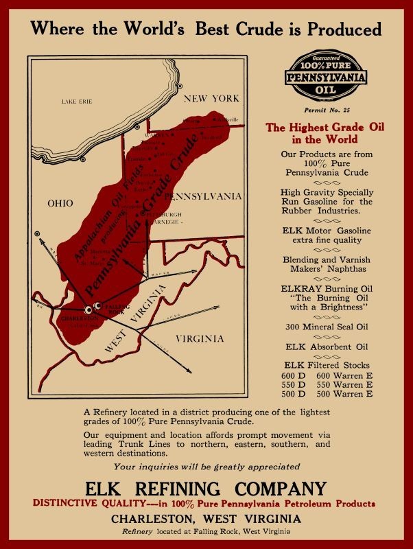 1924 Elk Refining Co. Charleston West Virginia Drill Map NEW METAL SIGN: 9×12″